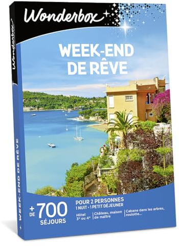 Wonderbox - Week-End De Rêve - Coffret Cadeau - Idée Cadeau Séjours | 1 nuit avec petit déjeuner - Plus de 700 séjours - Hôtel 3* à 4*, château, maison de maître, cabane dans les arbres, roulotte