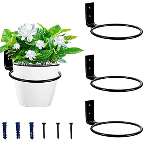 3 Stück Wandhalterung Blumentopf,16cm Pflanze Blumentopf Wandmontage Ringhalterung Garten Hängekorb Halterung Wand Blumentopfhalter