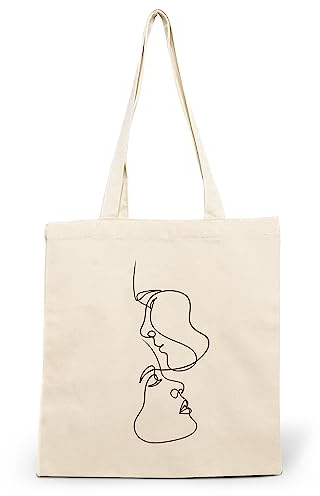 CLAMATO Tote bag tela in Cotone 35x40cm Borsa medie dimensioni resistente 340 g/m2 - Linea Thick (Due facce beige)