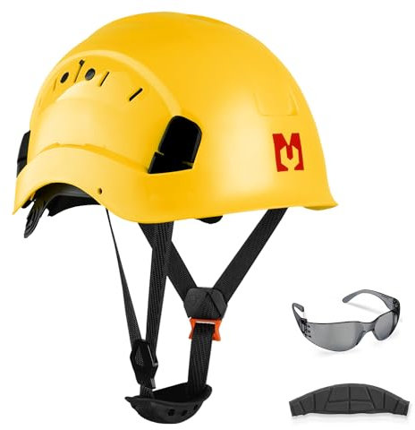 Mustbau Hard Hats Construction Safety Helmet with Anti-fog Safety Glasses Wheel Ratchet Adjust 53-63 cm for Scaffolding,Construction and Tradesmen EN 397