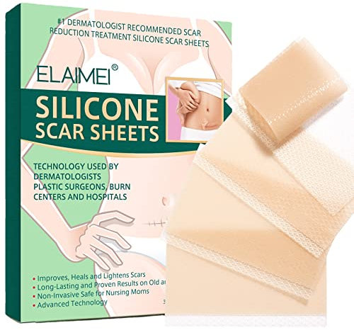 Joyeee Silikon Narbenpflaster, 1.6 x 3 Fachmann Silikonpflaster für Narben, Schnell & Effektiv Reduzierung Narben, Zur Narben durch Operationen, Verletzungen, Verbrennungen, C-Sektion, Akne - 4Pcs