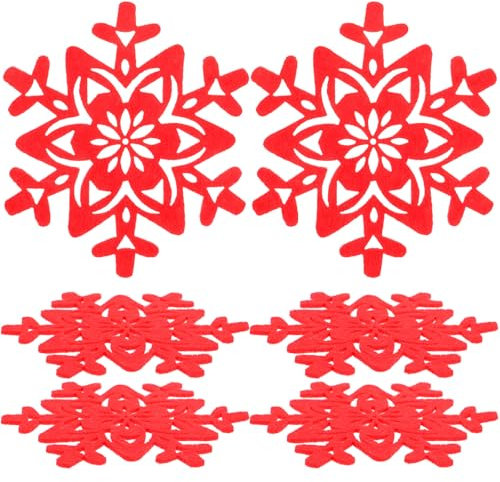 BESTonZON 1 Jeu de 16 sous-Verres antidérapants en Feutre Sets de Table Rouges décorations en Feutre Rouge Dessous de Verre de Dessous de Verre de Noël pour Plats Chauds
