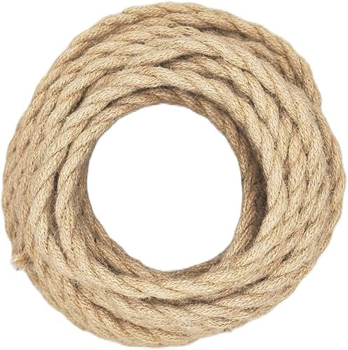 10 Meters 2 Core Rope Twisted Electric Light Cord,Vintage Braided Flex Cable Fabric Electrical Wire for DIY Pendant Lamp Industrial Lighting Appliances (TwTisted Hemp Rope)