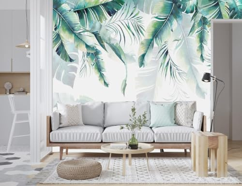 Kalodity Papier Peint Panoramique Jungle 3d Soie, 356 X 250 cm Jungle Tropical - Papier Peint Panoramique Feuillage Grandes Murales Poster pour Salon, Adulte Chambre d'enfants, Étude Décoration