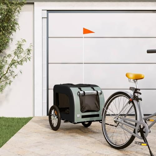ZEYUAN Fahrradanhänger Hunde Schwarz und Grau Oxford-Gewebe und Eisen, Fahrrad Anhänger, Lastenanhänger, Handwagen, Fahrrad-lastenanhänger, Lastenfahrrad 93832