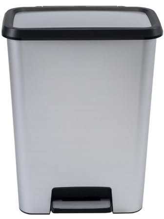 Curver Compatta Cubo de basura con pedal, 50 l de capacidad, color inox