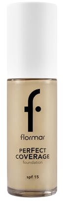 Flormar Perfect Coverage Foundation - Flüssige Foundation mit hoher Deckkraft & SPF15 – Langanhaltendes, feuchtigkeitsspendendes Make-up für trockene & reife Haut – 102 Sft Beige Np