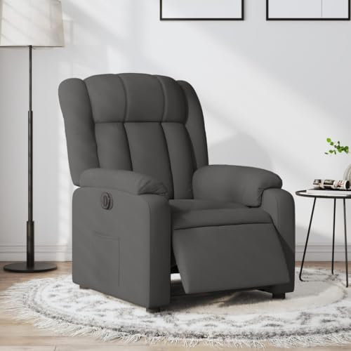 Homgoday Relaxsessel Elektrisch Fernsehsessel Sessel mit Liegefunktion Ruhesessel Relaxsessel mit Verstellbarer Rückenlehne und Fußstütze Liegesessel bis 110kg Dunkelgrau Stoff