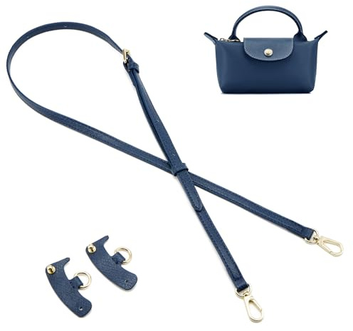 QIUTIMIY Läderhandväska, ersättnings-axelväskeremmar för longchamp-plånböcker, justerbar crossbody-axelrem (blå)