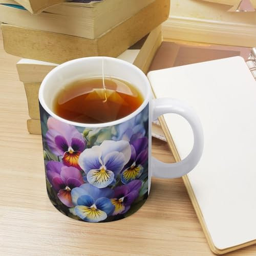 NTVOWPZO Große Porzellantasse mit Griff, Teetasse, Stiefmütterchen, Perfektion, Porzellan-Kaffeetassen, Keramikbecher, personalisierbar, lustige Tasse für Männer und Frauen