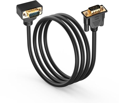 PNGKNYOCN 90 Grad VGA Kabel, 1.5M 1080P Full HD Down Angle VGA Stecker auf geraden Stecker Video Kabel für Computer Monitor Projektor und mehr (1.5M)