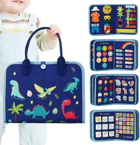 Gkumgwo Filztafeln, Aktivitätsbuch für Kleinkinder,Filztafel für Vorschulaktivitäten - Reisespielzeug für Kinder, und Mädchen, zum Üben des Anziehens, sensorisches Spielzeug für Auto- oder