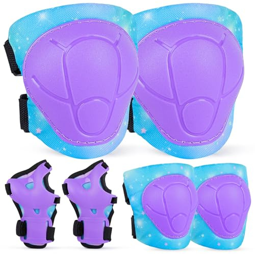 MHJY Knieschoner Kinder Schoner Inliner 6Pcs Protektoren Set Knie und Ellenbogenschützer Handgelenkschoner Jungen Mädchen Knieschützer Für Skates Rollschuhe Skateboard Fahrrad 3-8 Jahre