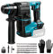 LIROPAU Professional 18V System perforateur sans-fil avec 8 Forets et des gants, Rapidement Changer Le Mandrin SDS-Plus, 2,2 J, 1400 U/min, 4200 bpm, pour Béton, Métal, Bois (sans batterie)