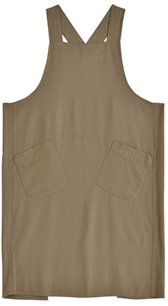Nanxson Frauen Leinen Schürze Küchenschürze Kreuz Rücken Kochenschürze | Einfarbig atmungsaktiv Casual Schürze Gartenschürze mit 2 Taschen für Backen, Gartenarbeit, Kochen, Künstlerarbeit, DIY