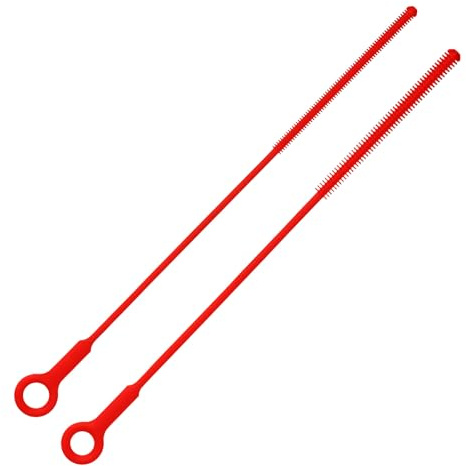 2 Stück Trinkhalm Reinigungsbürste, 26,2 cm Strohhalm Reinigungsbürste Silikon Silikon-Wasserflaschenbürste Weiche Bürste Extra Lange Wasserbecherbürste für Metallglas-Trinkhalme (Rot)