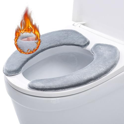 WC-Sitzbezug,WC Wärmer Pad,WC Abdeckung Pad,2 PCS Weicher Badezimmer-Toilettensitz,Toilettensitzbezug Waschbar,Plüsch Toilettensitzbezüge,Warme Universal WC-Sitz-Pad Waschbar Weich für Familien,Hotels