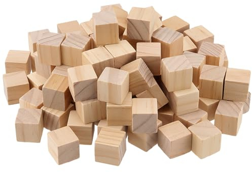 MAKTSAM 400 cubos de madera de pino natural de 2 cm, bloques cuadrados de madera, cubos de madera sin terminar para decoración, suministros de bricolaje, pintura