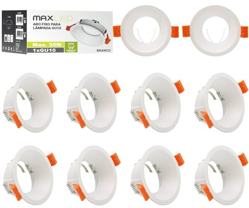 Maxled, Light is Led! 10x Frame for Recessed Ceiling Lights GU10 Downlights for Ceiling LED/Halogen Round White Aluminium Spotlight Fitting gu10 Lamp Holder Outer Diameter Φ80x 35mm Cutout Φ72mm