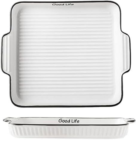 Utensilios for hornear de porcelana, molde for asar esmaltado, bandeja for hornear, fuente rectangular for hornear for cocinar pasteles, cenas, banquetes, uso diario, bandejas for hornear de porcelana
