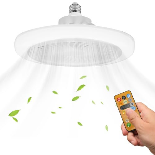 Qawner Ventilateur de Plafond avec Lumière et Telecommande, 30W Lumières de Ventilateur de Plafond, 3 Couleurs Dimmable LED, 3 Vitesses, Silencieux, Pour Salon, Chambre, Coucher (A)