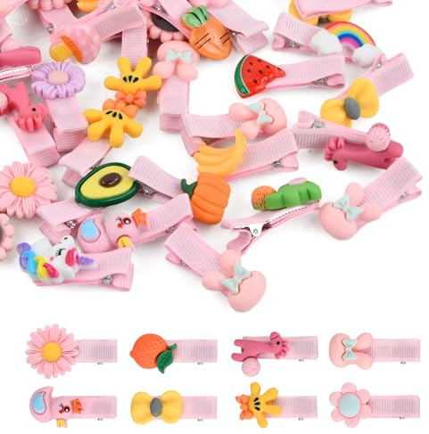 50 Pcs Barrette Bebe Anti Glisse, Barrette Cheveux Fille Beau et Vif sans Endommager les Cheveux, Bébé Petites Pince à Cheveux Craft Mini Accessoires pour Fille à Poils Fins, Enfants（Style Aléatoire）