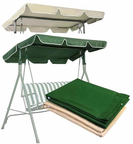 Swing Seat Canopy Replacement, Garden Swing Canopy Replacement, Suit for 2 3 Seater Waterproof Hammock Sun Shade Canopy Cover Top for Garden(Green,190x120x15cm)
