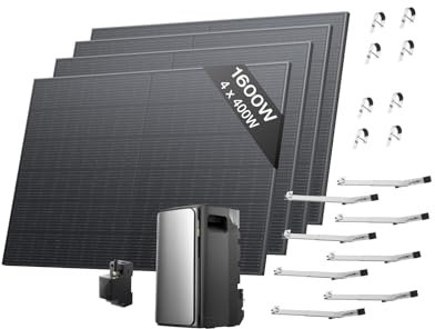 ECOFLOW Stream Ultra Balkonkraftwerk mit Speicher 1600W, 1,92kWh Speicher für Balkonkraftwerk, Komplettset mit 4X 400W Solarpanel und Halterung für Glitterbalkon, 11,52 kWh Kapazität, Plug&Play