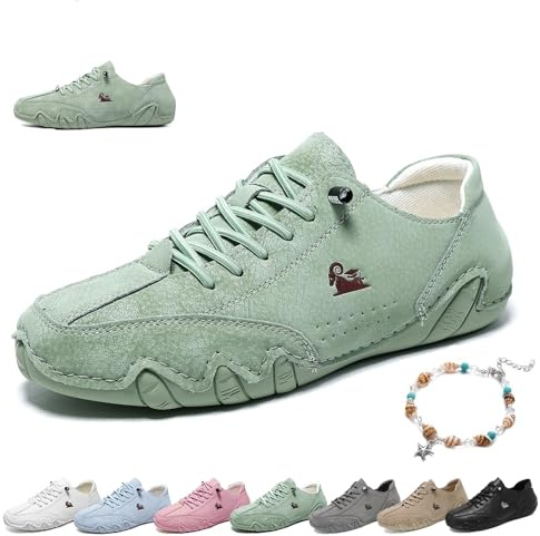 Scarpe Barefoot Donna Ultramorbide Outdoor Beck Shoes Mocassini Piatte Impermeabili Antiscivolo Leggere Minimaliste Scarpe Da Ginnastica Ortopediche for Trekking, Camminate E Guida(Light green,39 EU)