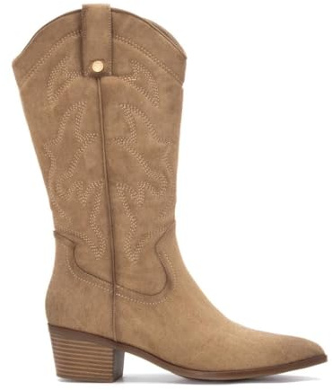 XTI - Bottes de cowboy Femme Beige - Chaussures confortables et polyvalentes - Mode décontractée - Modèle 14430803 (Taille37)