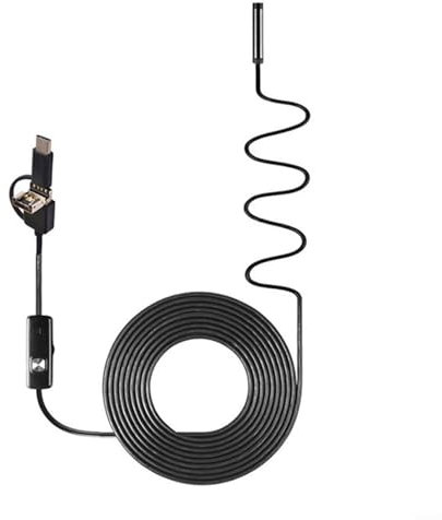 UTTASU Endoscope industriel 480p 5,5 mm Caméra 10 m Câble 3 en 1 avec lumières LED IP67 Étanche Pour Android Téléphone Ordinateur Inspection