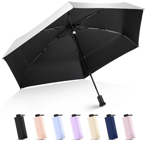 LEAGERA UPF 50+ Travel Mini Sun Umbrella Compact for Purse and Women Girls