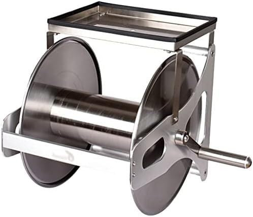 VUIKLCty Carrello avvolgitubo Portatile Carrello avvolgitubo da Giardino Piccolo, Supporto da Parete for Tubi Acqua con Tavolo portaoggetti Carrello avvolgitubo con Ruote(Hose Reel)