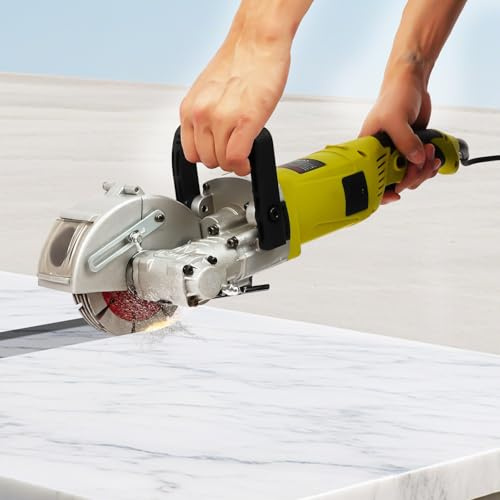 4000W Muro Fresadora eléctrica de pared con 5 hojas de sierra de 125 mm, disco de diamante para obras y renovación, bajo polvo y eficiente (7500 R/min, profundidad de corte: 33 mm)