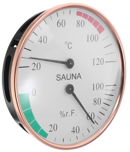 Yardenfun Termómetro Higrómetro para Sauna de Aluminio con Pantalla Dual Precisa de Temperatura y Humedad Monitor para Baño de Vapor y Sala de Sauna Fácil Instalación y Uso Fiable