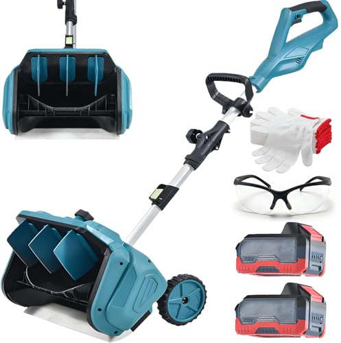 Spazzaneve elettrico senza fili, spazzaneve elettrico portatile da 1000 W con motore brushless, lunghezza retrattile regolabile 110-130 cm, spazzaneve da esterno con batteria rimovibile 2electric