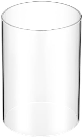 HYTROVE Pantalla Diseño Simple de Vidrio Borosilicato Transparente de Vela Cilíndrica y Soporte Resistente para Decoración Creativa para Velas de Pilar en Interiores