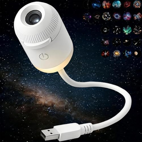 2-in-1 Galaxy Projector Night Light 360 Degree Flexible Starry Sky Lamp with 24 Projection Films Portable LED Nebula Light for Bedroom Kids Room Car Gaming Decor and Unique Gift Ideas
