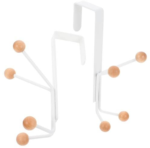 PACKOVE Ganci Appendini senza Foratura 2 Pezzi in Ferro e Legno per Organizzare Cappelli e Asciugamani, Resistente Forte Capacità di Carico per Mensola e Bagno Stili multipli