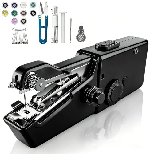 Mini Nähmaschine, Elektrische Handnähmaschine, Tragbare Schnellstichwerkzeug mit Nähzubehör für Anfänger, Geeignet für Kleidung, Vorhänge und DIY