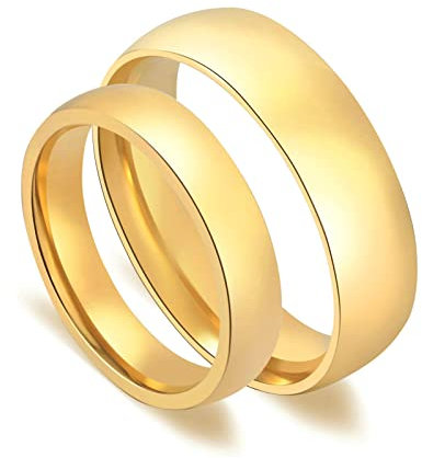 Daesar Partnerringe Edelstahl, Paar Ringe Set Hochglanzpoliert Bandringe Verlobungsringe für Sie und Ihn Damen Gr.57 (18.1) & Herren Gr.62 (19.7)