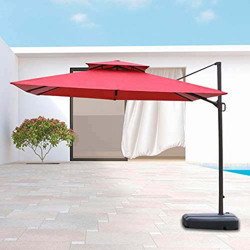 Sombrilla, 8 pies/con Sistema de manivela/Ajuste de inclinación/Base para terraza/jardín/Patio