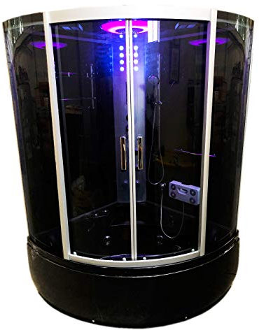 Bañera hidromasaje VIENNA Bañera de esquina negro hidromasaje 130 x 130 cm Nueva