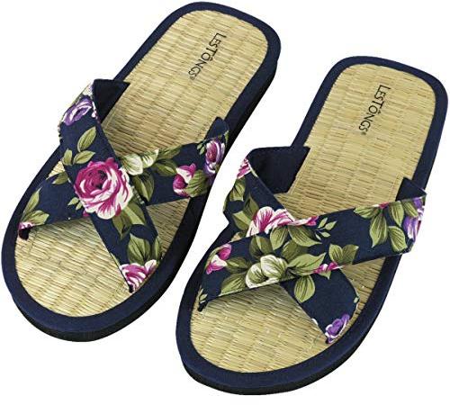 Japanwelt Sandalias de canela I Les Tongs Flower Cross, sandalias abiertas de canela, zapatos japoneses, chanclas con chanclas para mujer, antisudor, suela de canela vegana y saludable para hombre y