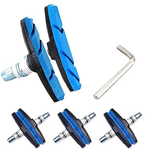 YFCTLM Bike Bremsbeläge Durable EIN Paar Fahrrad Stille Bremsbeläge Fahrrad V Brake-Halter Pads Schuhe Blocks Gummiauflage for langlebige Leistung (Color : Blue Add Tool)