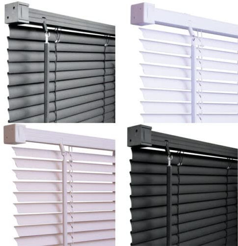 PVC Venetian Blind Blinds Easy Fit Curtains Trimmable Fittings Windows Treatment Shutters Twist Open Close Grey, 45X210 (LONG DROP)