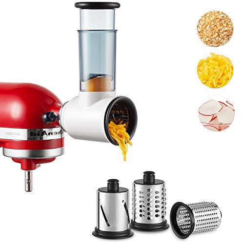 Slicer Shredder Attachment for KitchenAid Stand Mixer, Cheese Grater Attachment for KitchenAid Stand Mixer, Food Processor with 3 Blades by HOZODO