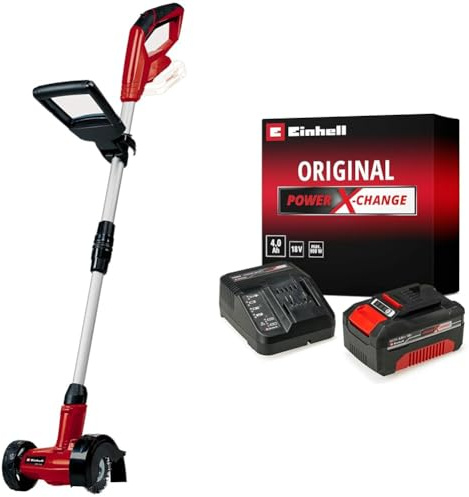 Einhell Power X-Change 18V Cordless Grout Cleaner With Battery And Charger - Adjustable Telescopic Long Handle, Replaceable Brushes (Nylon And Steel Included) - GE-CC 18 Li Patio Cleaner Kit