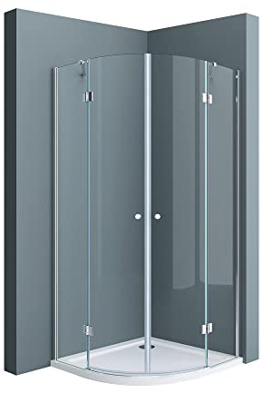 doporro Duschkabine 80x80 viertelkreis Dusche Duschabtrennung ESG-Sicherheitsglas Klarglas inkl. Easy-Clean-Beschichtung Ravenna02K