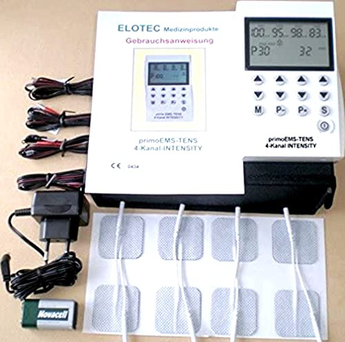 Dispositivo profesional de 4 canales TENS, dispositivo EMS de 220 V, dispositivo de corriente estimulante, 50 programas, para terapia de dolor, terapia electroterapia y desarrollo muscular